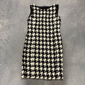Lafayette 148 New York Wool Tweed Blend Houndstooth Sheath Dress